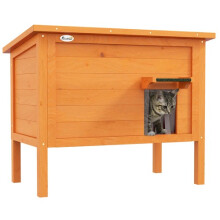 PawHut Outdoor Feral Cat House Insulated w Openable Roof Orange