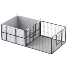 PawHut 7 Panel Whelping Box for Dogs Dog Playpen with Whelping Pads