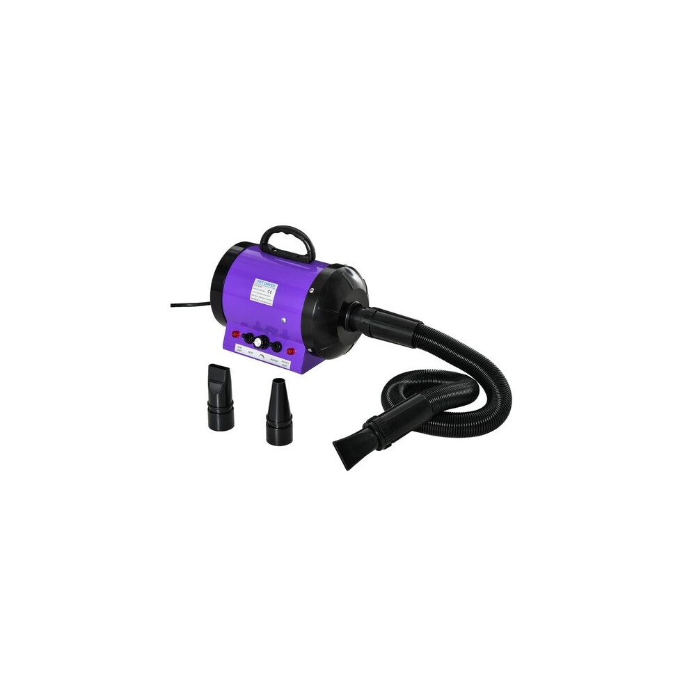 Pawhut 2800W Dog Hair Dryer Pet Grooming Blaster Blower Dryer 3 Nozzles Purple