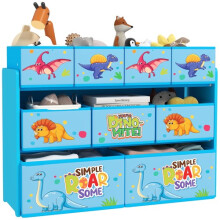 AIYAPLAY 3Tier Toy Organiser Shelf with 9 Storage Boxes for Bedroom Blue