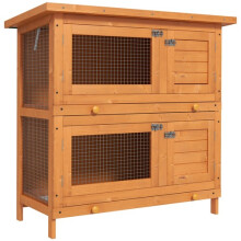 PawHut Rabbit Hutch Guinea Pig Hutch Wooden Pet Cage w Opening Roof Green