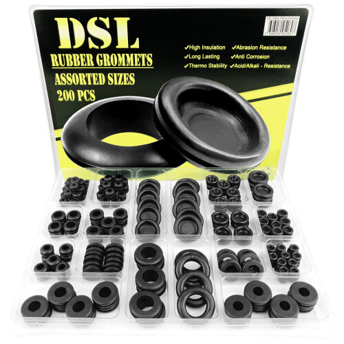 DSL 200PCs Rubber Grommets Blanking OpenClosed Blind Grommet Set Assorted Sizes