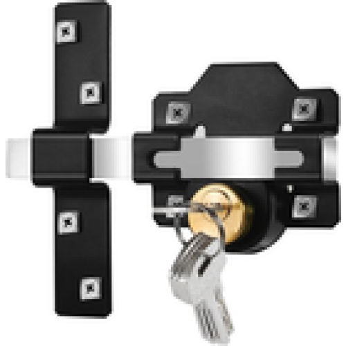 Gate Lock Garden Security Double Long Throw Bolt Rim Lock 5 Keys 70mm Both Sides 2