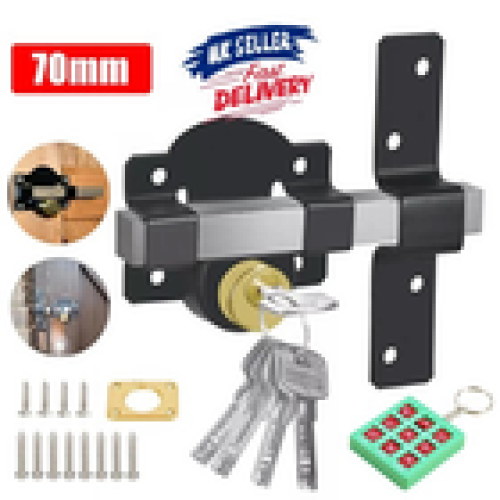 Gate Lock Garden Security Double Long Throw Bolt Rim Lock 5 Keys 70mm Both Sides 1