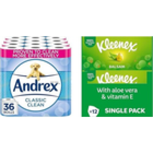 Andrex Andrex Classic Clean 9 rolls 4 units Kleenex Balsam Tissue Box 12 units 1