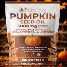 Pumpkin Seed Oil 3000mg Saw Palmetto Zinc Lycopene BetaSitosterol 180 Count