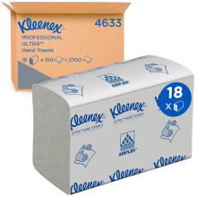 Kleenex Ultra Folded White Hand Towels 4633 2 Ply Paper Towels 18 Clips of 150