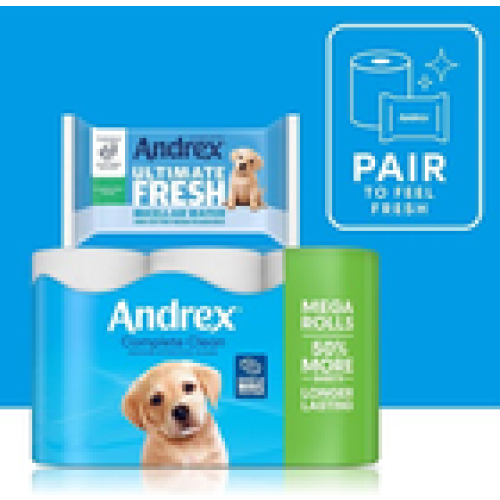 Andrex Andrex Complete Clean 12 Rolls 1 unit Classic Clean Washlets 3 Units