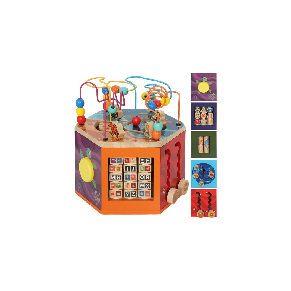 Wooden Activity Cube For Toddlers 18 Months With Bead Maze Aiyaplay