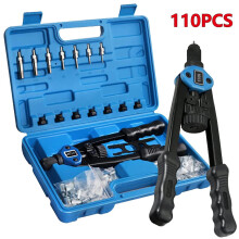 110PCS Pro Rivnut Tool Kit M3M12 Threaded Riveter Gun w Repair Mandrels UK