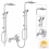 Shower Kit Twin Head Chrome Square Fixed Head Riser Rail With Bath Mixer Tap Set 3