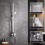 Shower Kit Twin Head Chrome Square Fixed Head Riser Rail With Bath Mixer Tap Set 6