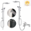 Shower Kit Twin Head Chrome Square Fixed Head Riser Rail With Bath Mixer Tap Set 4