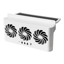 Solar Car Window Fan with Solar Powered Ventilation and Odor Removal System, Easy Window Mounting, White
