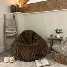 rucomfy Ribbed Faux Fur Adults Slouchbag - Soft, Stylish Bean Bag Seat