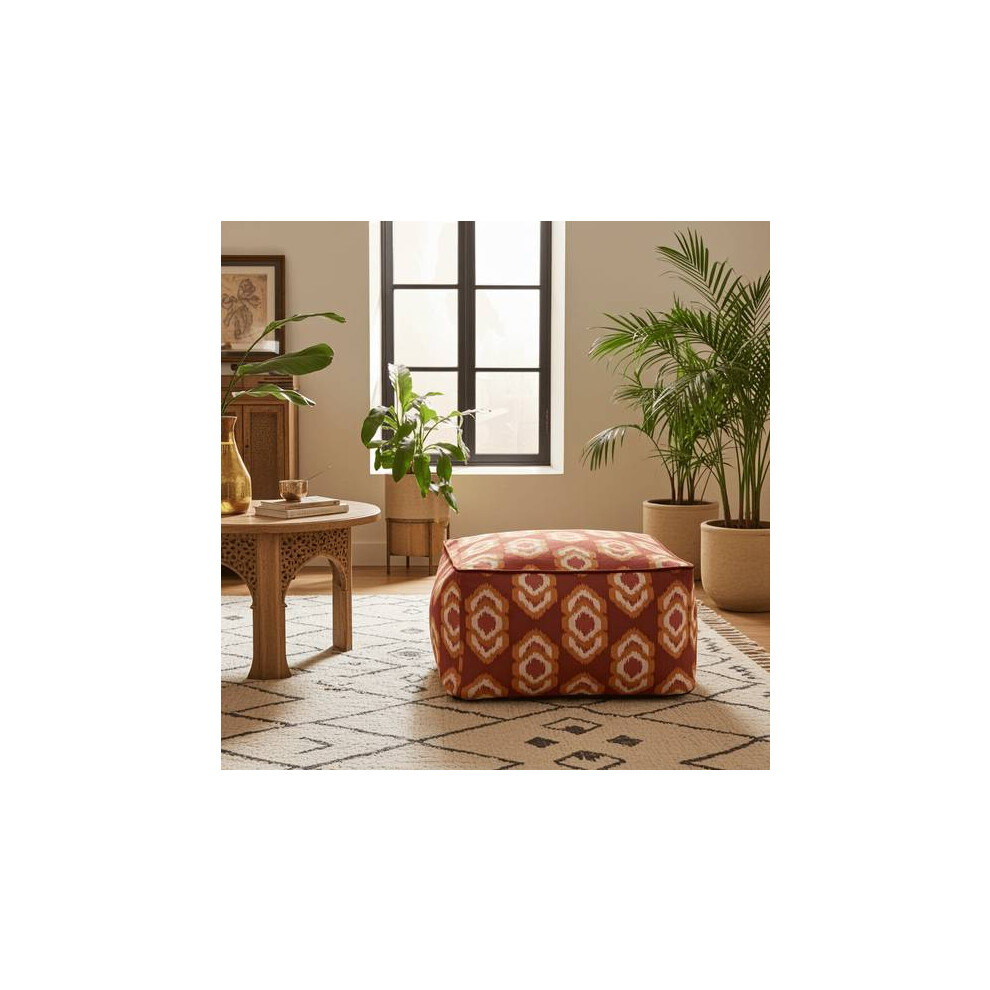 Rucomfy Beanbags Rucomfy Velora Square Floor Cushion Beanbag - Ikat Pattern Pouffe Seat