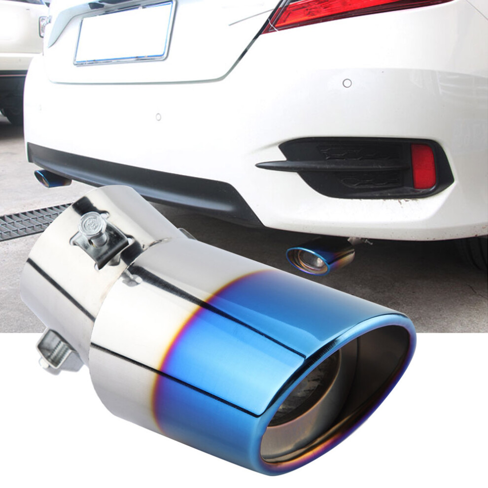 Curved Chrome Exhaust Pipe Tip For Enhanced Vehicle Elegance Blue 4901377834402