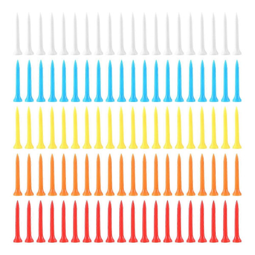 100 camisetas de golfe, 54 mm, em plástico, cores sortidas
