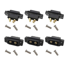 Lote de 6 conectores XT60EW-M pretos, para montagem em painéis, para RC L