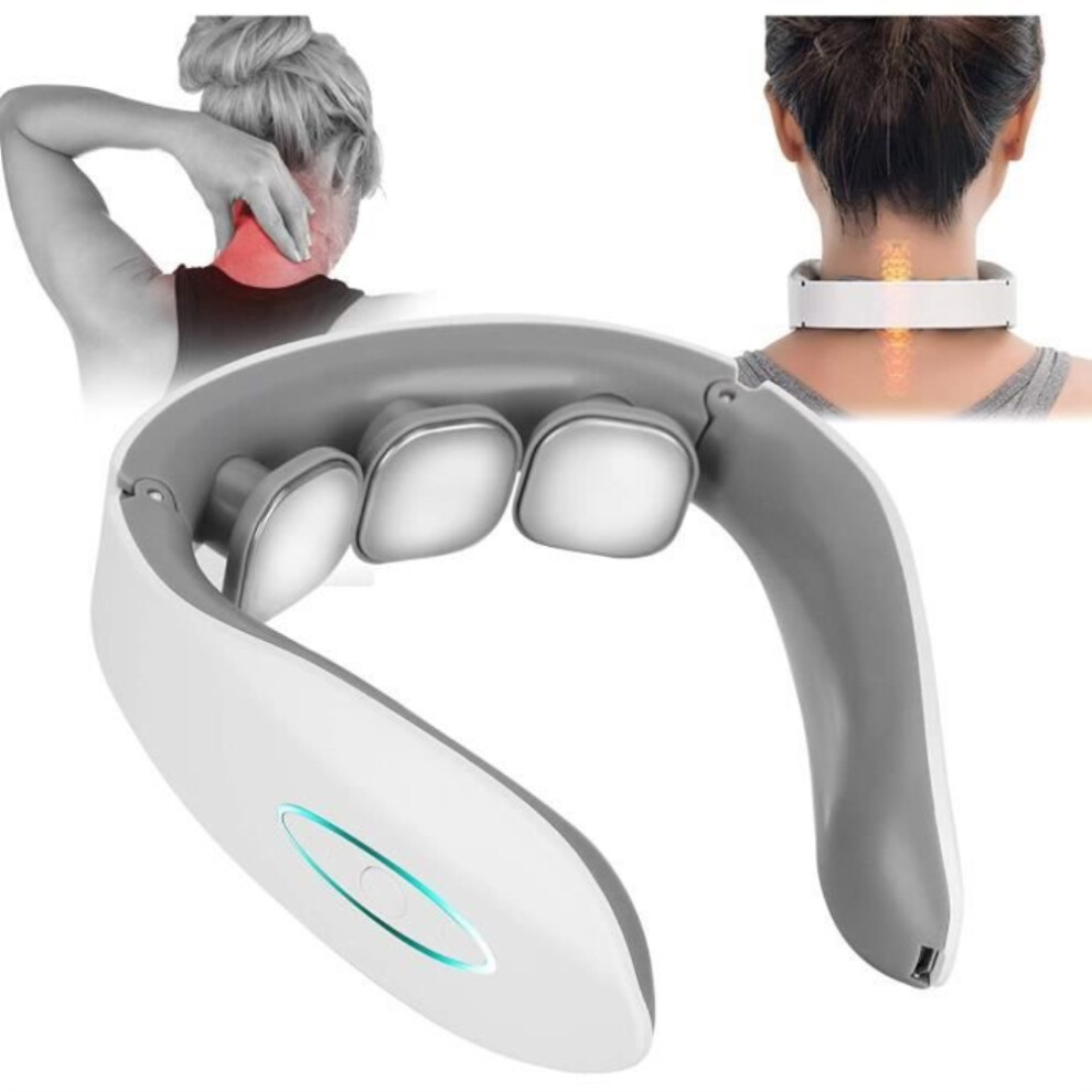 Portable Neck Massager with Heat Low Frequency Pulse Deep Tissue Trigger Point Therapy, Cordless Ergonomic Design for Everyday Pain Relief