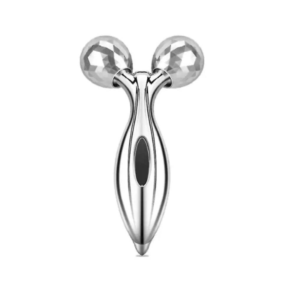 Collagen Boosting Facial Roller, Stainless Steel Tool For Facilitating Lymphatic Drainage And Reducing Puffiness, 360-Degree Rotate Design For Full C
