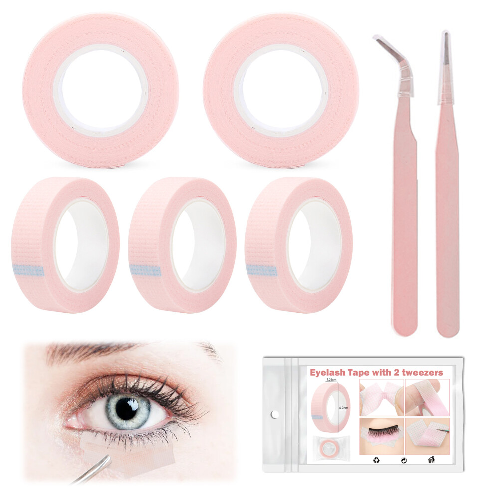 Eyelash Extension Supplies, Ultra-Narrow Size Micropore Tape for Eyelash Extensions, Flexible Polyolefin Film 5 Rolls Gentle Non-Irritating to Skin,