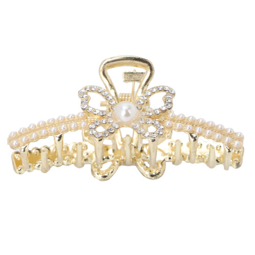 Comoda e utile molletta per capelli dal design elegante e traforato, con perle finte e strass, resistente, in ferro, riutilizzabile, accessori per