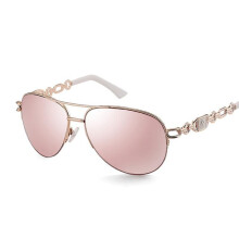 Lunetas de sol aviador polarizadas em rosa e branco com revestimento de mercúrio, armação de metal leve, proteção UV400