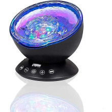 Luminária noturna projetor luz marinha 7 modos música sons natureza preto