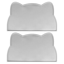 2pcs Pet Placemat Cats Dogs Feeding Mat with-gray cat head