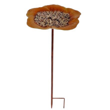 Standing Metal Flower Bird Bath Feeder for Garden Balcony-2