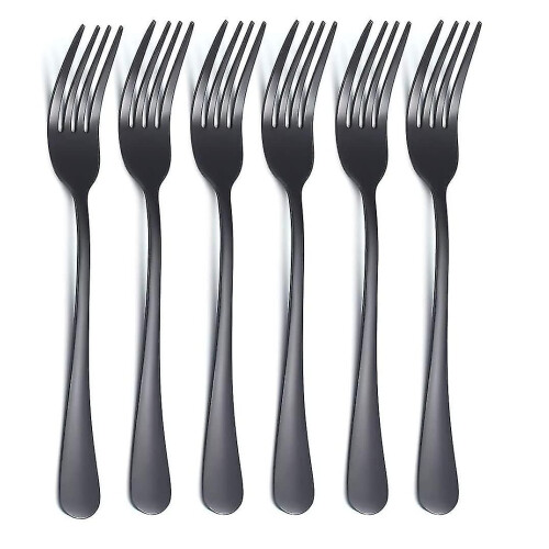 Fourchettes de table noires, lot de 6, em aço inoxidável de 20,7 cm (8,17 polegadas), revestidas de titânio