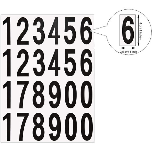 240 adesivos de números em vinil preto em branco de 5 cm (2 polegadas) para sinalização residencial e caixa de correspondência 1