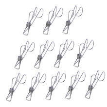 Stainless Steel Clothes Clips With Spring Hook Strong Grip For Socks Kitchen Use Pins