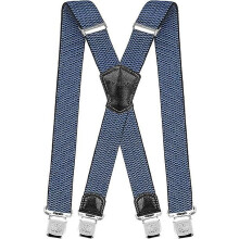 Bretelle masculina de 4 cm de largura, forma X, com ganchos metálicos resistentes, elástico ajustável, tamanho único, azul