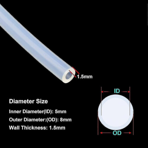 Tubo silicone alimentar 5x8mm 8m 1