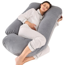 Pregnancy Pillow JShaped 57Inch 145 Cm Large Maternity Pillow For Sleeping With Removable Cover Gray