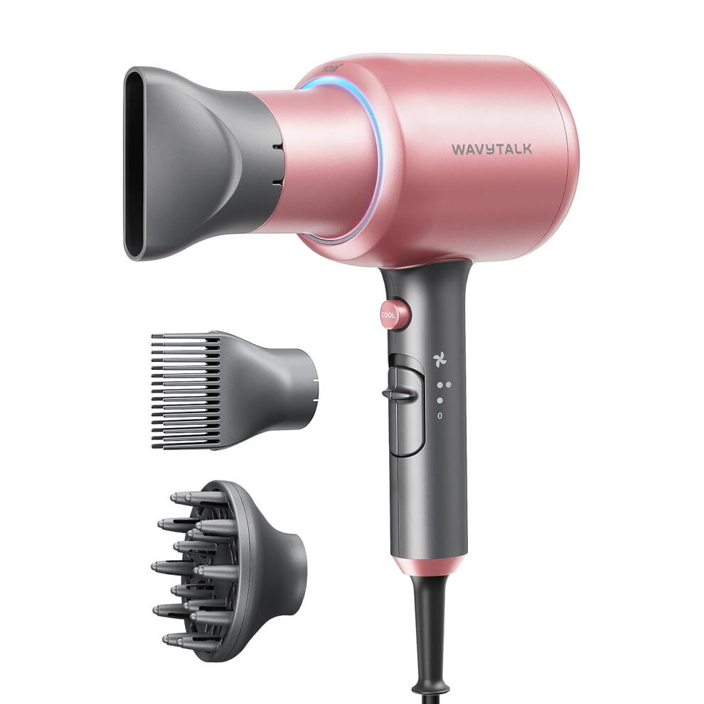 Shenzhenshiwusongmaoyiyouxiangongsi Hair Dryer, Ionic Blow Dryer For Curly Hair With Diffuser, 1875W Fast-Drying Hair Dryer With Ceramic Technology, 3 Attachments For All Hair Types