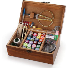 Naaiset opbergmand, houten handnaaiset met reparatiegereedschap, universele naaiset voor beginners.