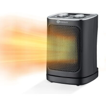 Ceramic fan heater, 1800W portable electric heater with 2 heat settings, space heater with oscillator, adjustable thermostat and safety shut-off