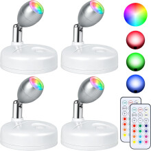 Set van 4 batterijgevoede binnenspotjes, 13 kleuren kamerplantenverlichting, decoratieve wandverlichting voor foto's, displayverlichting voor boo