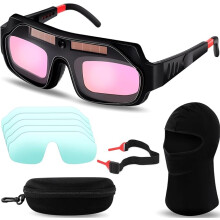 Set Welding Goggles, Solar Welding Glasses, Auto Welding Glasses, Black Mask Helmet with Replacement Lenses for TIG, MIG, Arc, Plasma Cutting