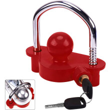 Aanhangerslot, trekhaakslot, universeel caravanslot voor aanhangers, caravans, boten, trekhaakkogel, 2 sleutels, rood