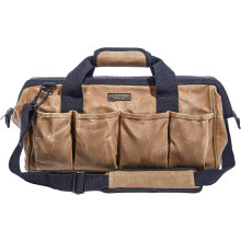 Sac à outils, sac en toile cirée pour équipement, outils, fournitures et matériel (18", bronze)