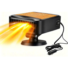 Portable car heater fan, 200W fast heating, defroster, demister, 2-in-1 heater, cooling, drying, 360 rotating fan, plugs into
