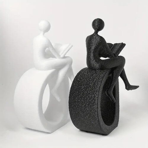 Bücherregal-Dekore, Lesestatue, moderne-Schwarz 2