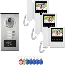 Sonnette vidéo filaire avec vision nocturne infrarouge, pour 3 familles, écran tactile 7 pouces, fonction de déverrouillage, interphone bidirecti