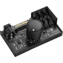 4-pins PWM-ventilatorcontrollerhub - ondersteunt 6 ventilatoren, dubbele SATA/DC5525-voeding, met snelheidsregelknop, maximaal vermogen 60W 5A