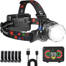 Oplaadbare LED-hoofdlamp, superheldere 100.000 lumen met sensor, 9000mAh batterij, 5 lichtstanden en IP65 waterdichtheid; oplaadbare hoofdlamp me