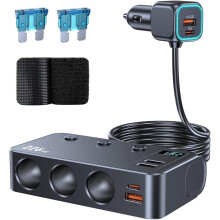 9-in-1 USB Cigarette Lighter Charger, 226W Car Charger Splitter Adapter with 3 Outlets and 6 USB Ports, Fast Charging for 12V/24V Car Devices and Phon
